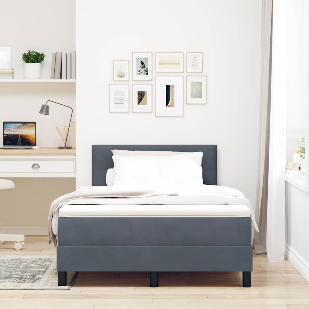 Bäddfjäder Med Madrass Mörkgrå 120 X 200 Cm Sammet