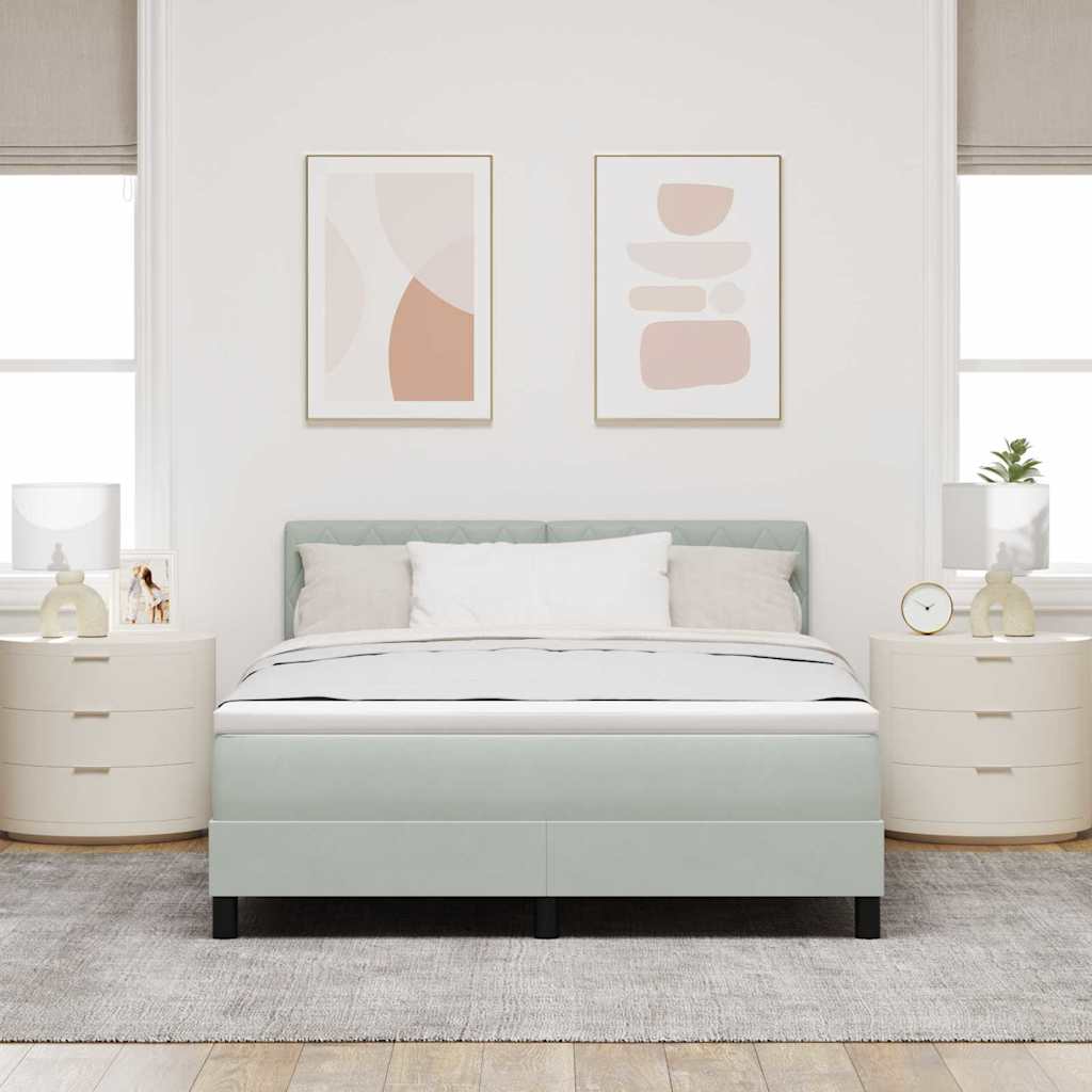 Bäddfjäder Med Madrass Ljusgrå 160 X 200 Cm Sammet
