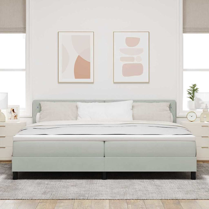 Bäddfjäder Med Madrass Ljusgrå 200 X 200 Cm Sammet