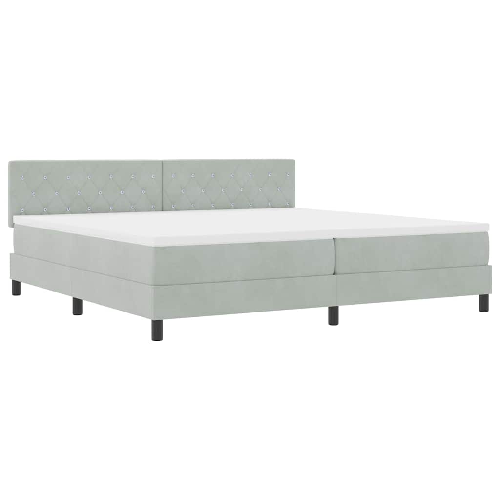 Bäddfjäder Med Madrass Ljusgrå 200 X 200 Cm Sammet