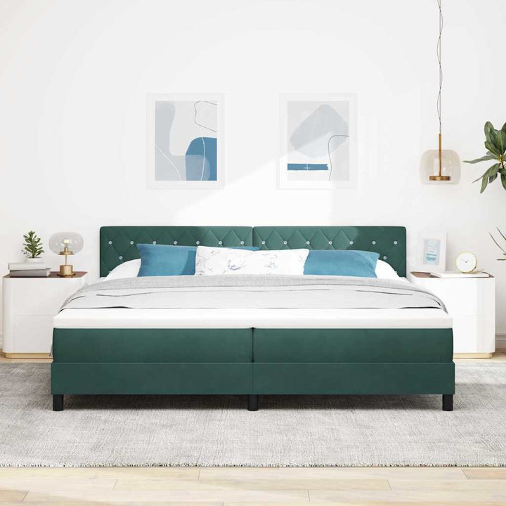 Bäddfjäder Med Madrass Mörkgrön 200 X 200 Cm Sammet