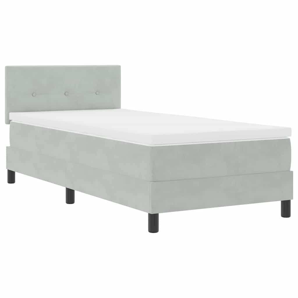 Bäddfjäder Med Madrass Ljusgrå 100 X 200 Cm Sammet