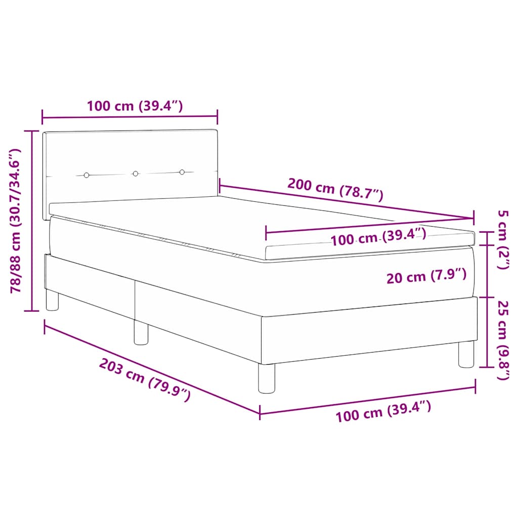 Bäddfjäder Med Madrass Ljusgrå 100 X 200 Cm Sammet