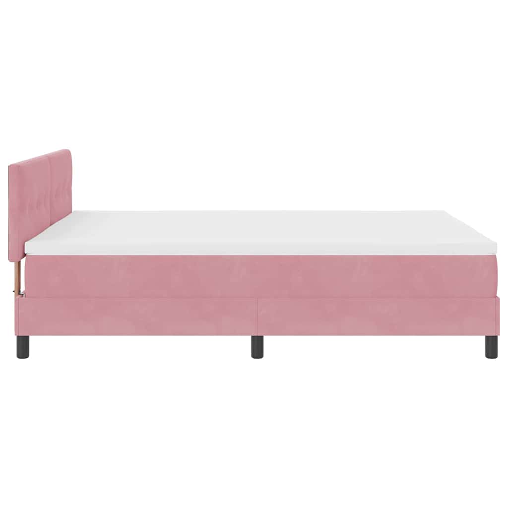 Bäddfjäder Med Madrass Med Huvudgavel Rosa 140 X 190 Cm Sammet