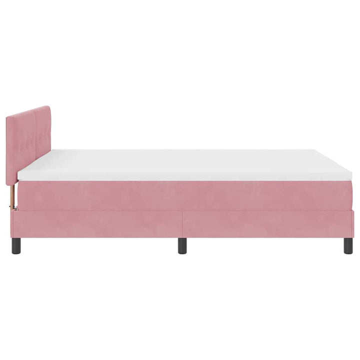 Bäddfjäder Med Madrass Med Huvudgavel Rosa 140 X 190 Cm Sammet