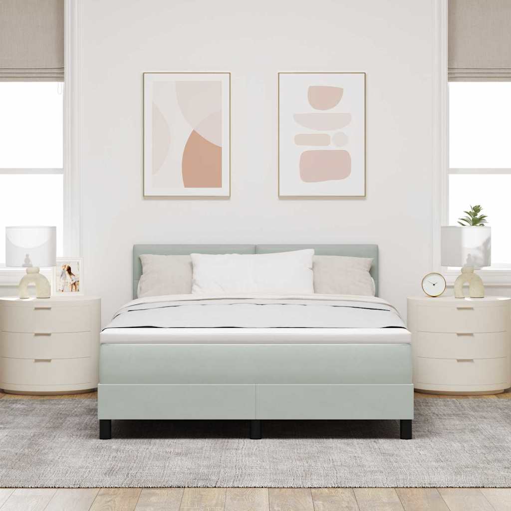 Bäddfjäder Med Madrass Ljusgrå 140 X 200 Cm Sammet