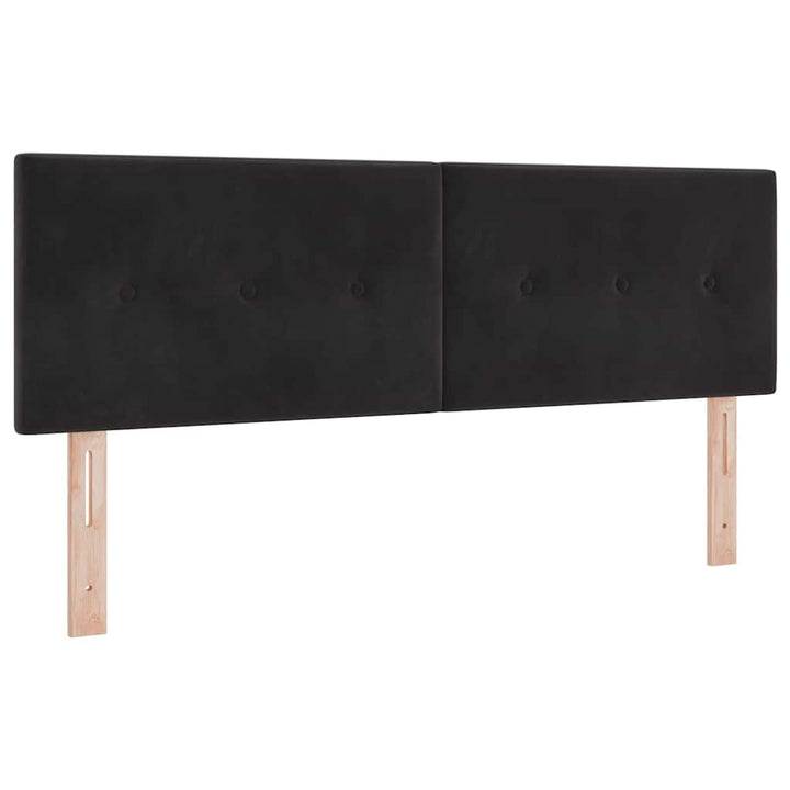 Bäddfjäder Med Madrass Med Huvudgavel Svart 140 X 200 Cm Sammet