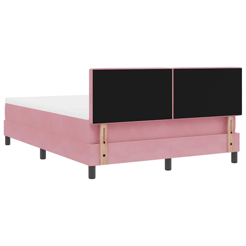 Bäddfjäder Med Madrass Med Huvudgavel Rosa 140 X 200 Cm Sammet