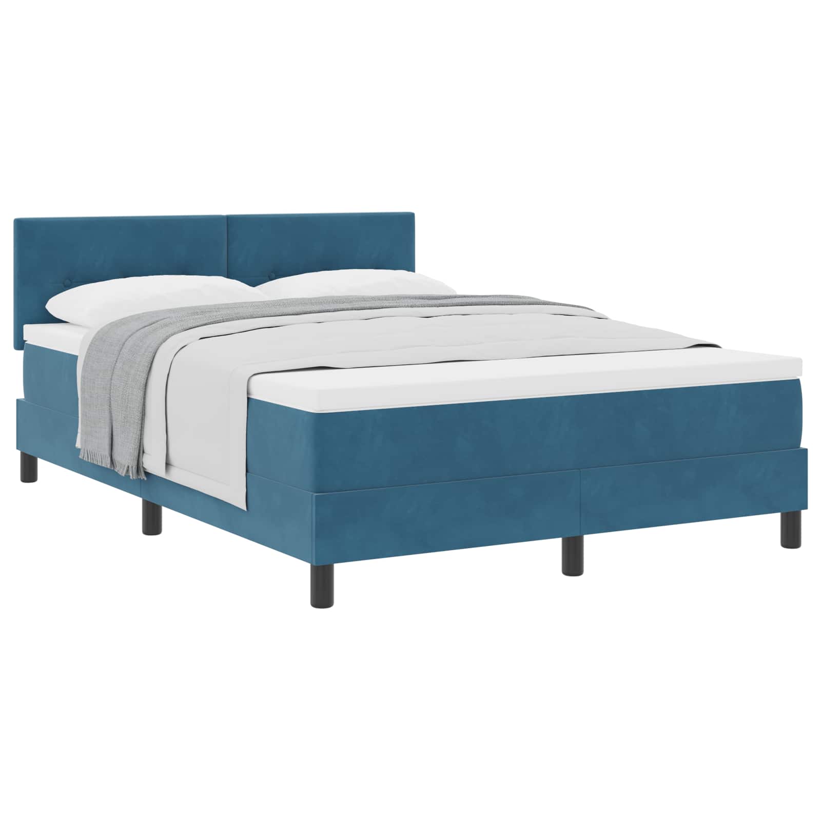 Bäddfjäder Med Madrass Mörkblå 160 X 200 Cm Sammet
