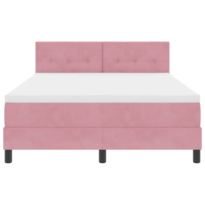 Bäddfjäder Med Madrass Med Huvudgavel Rosa 160 X 200 Cm Sammet