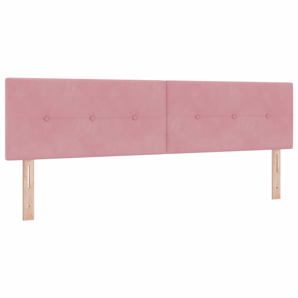 Bäddfjäder Med Madrass Med Huvudgavel Rosa 180 X 200 Cm Sammet