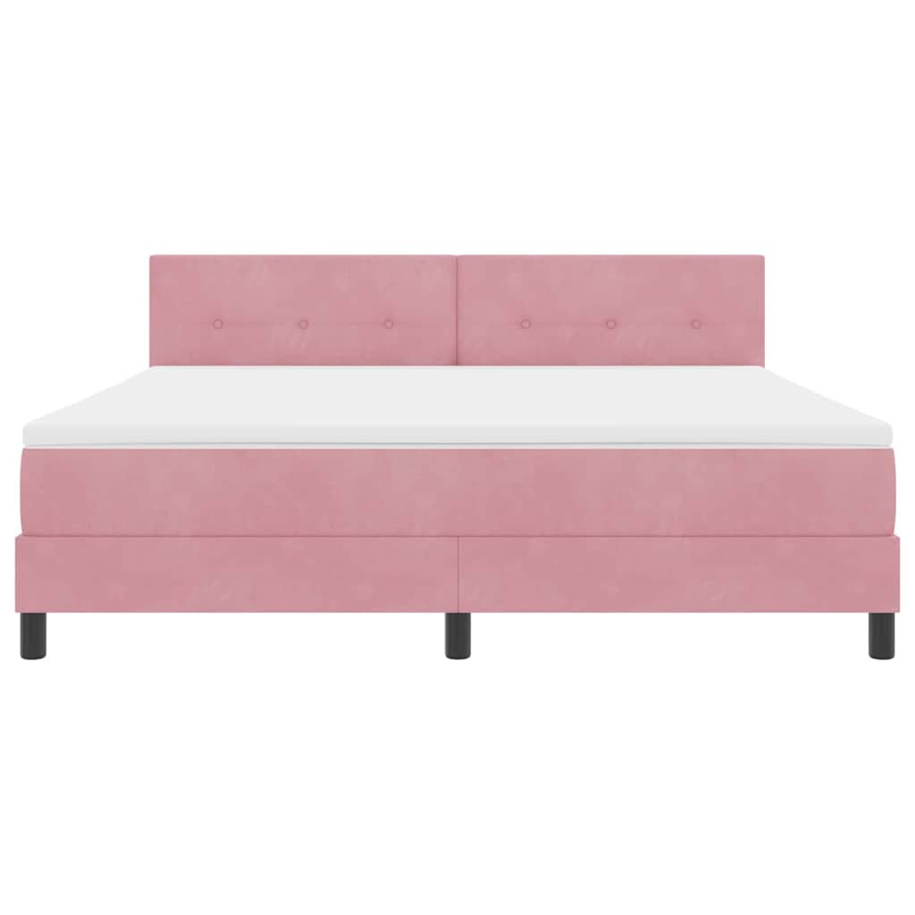Bäddfjäder Med Madrass Med Huvudgavel Rosa 180 X 200 Cm Sammet