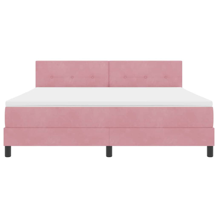 Bäddfjäder Med Madrass Med Huvudgavel Rosa 180 X 200 Cm Sammet