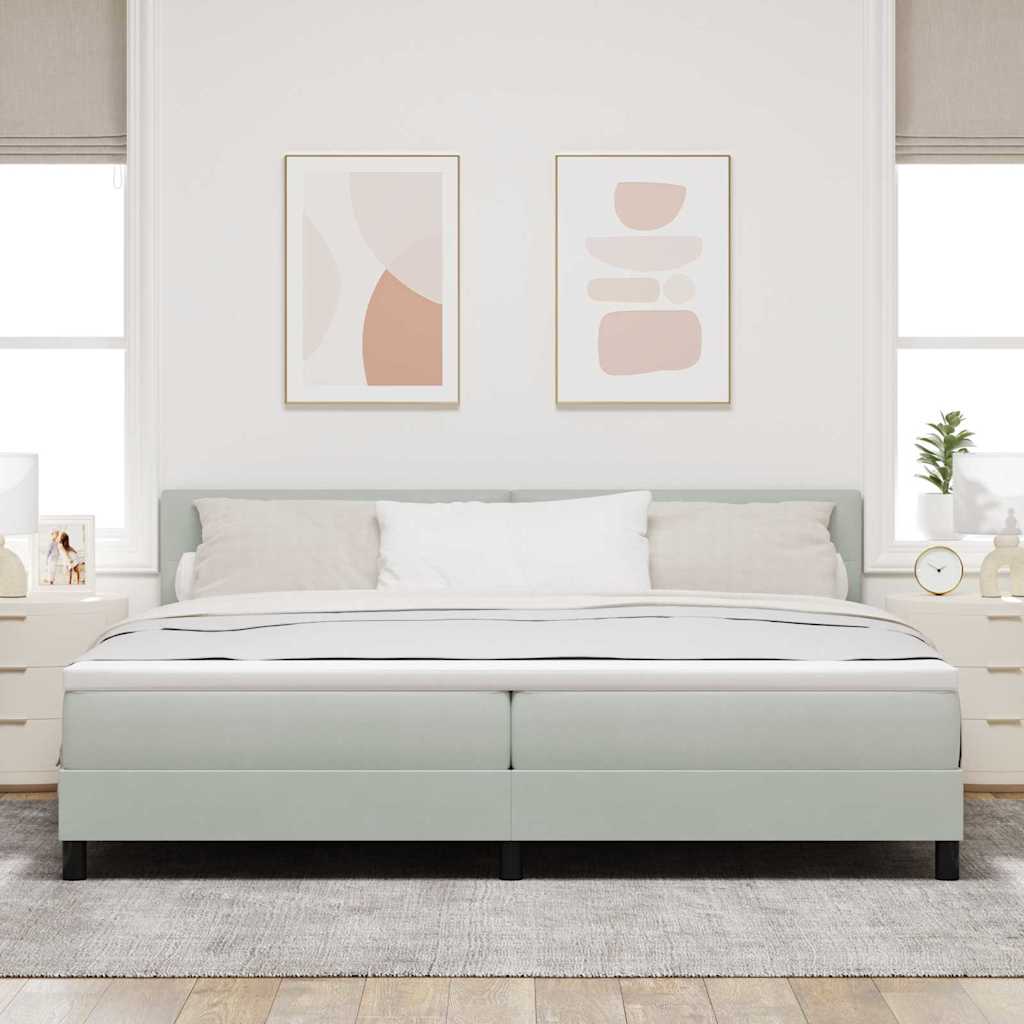 Bäddfjäder Med Madrass Ljusgrå 200 X 200 Cm Sammet