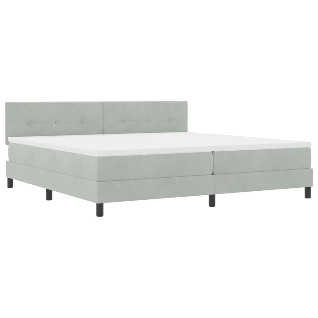 Bäddfjäder Med Madrass Ljusgrå 200 X 200 Cm Sammet