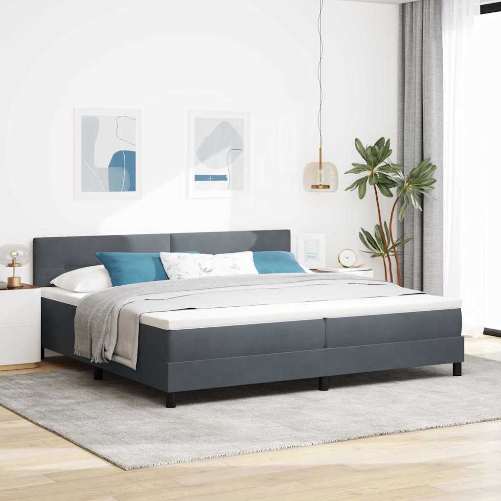 Bäddfjäder Med Madrass Mörkgrå 200 X 200 Cm Sammet