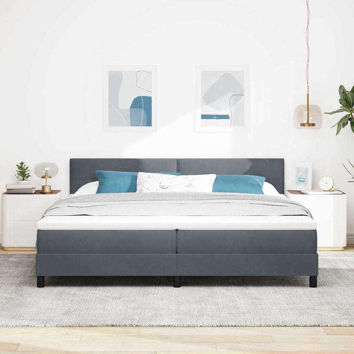 Bäddfjäder Med Madrass Mörkgrå 200 X 200 Cm Sammet