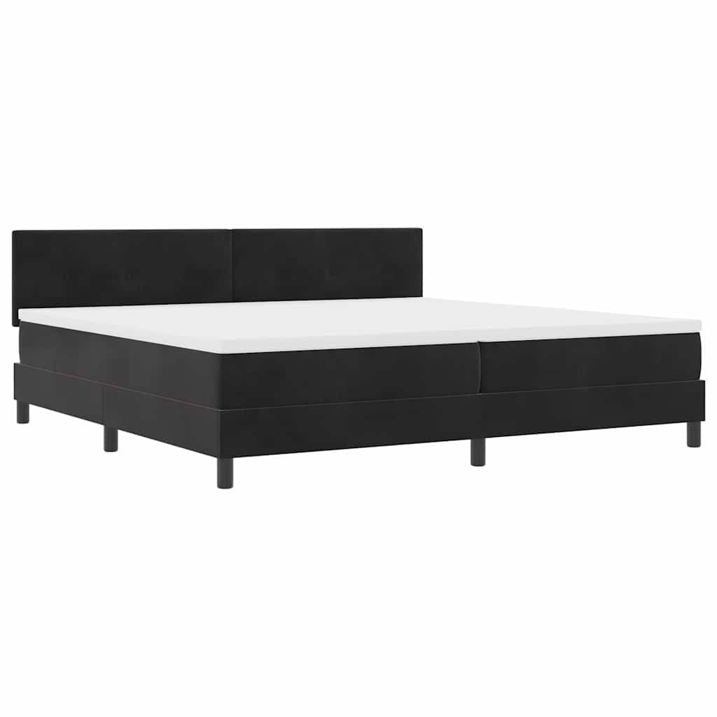 Bäddfjäder Med Madrass Med Huvudgavel Svart 200 X 200 Cm Sammet
