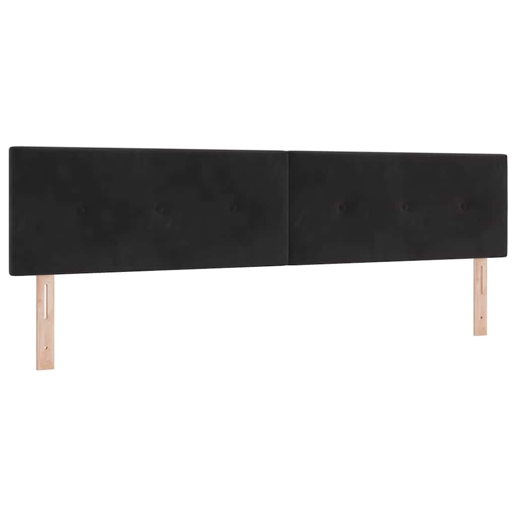 Bäddfjäder Med Madrass Med Huvudgavel Svart 200 X 200 Cm Sammet