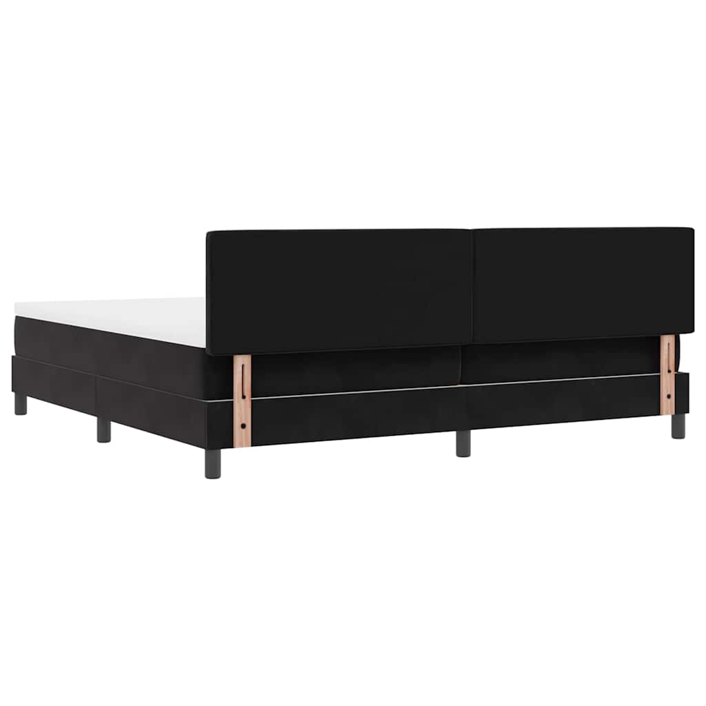 Bäddfjäder Med Madrass Med Huvudgavel Svart 200 X 200 Cm Sammet
