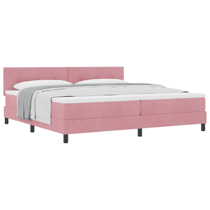 Bäddfjäder Med Madrass Med Huvudgavel Rosa 200 X 200 Cm Sammet