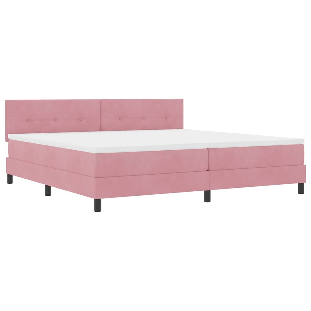 Bäddfjäder Med Madrass Med Huvudgavel Rosa 200 X 200 Cm Sammet