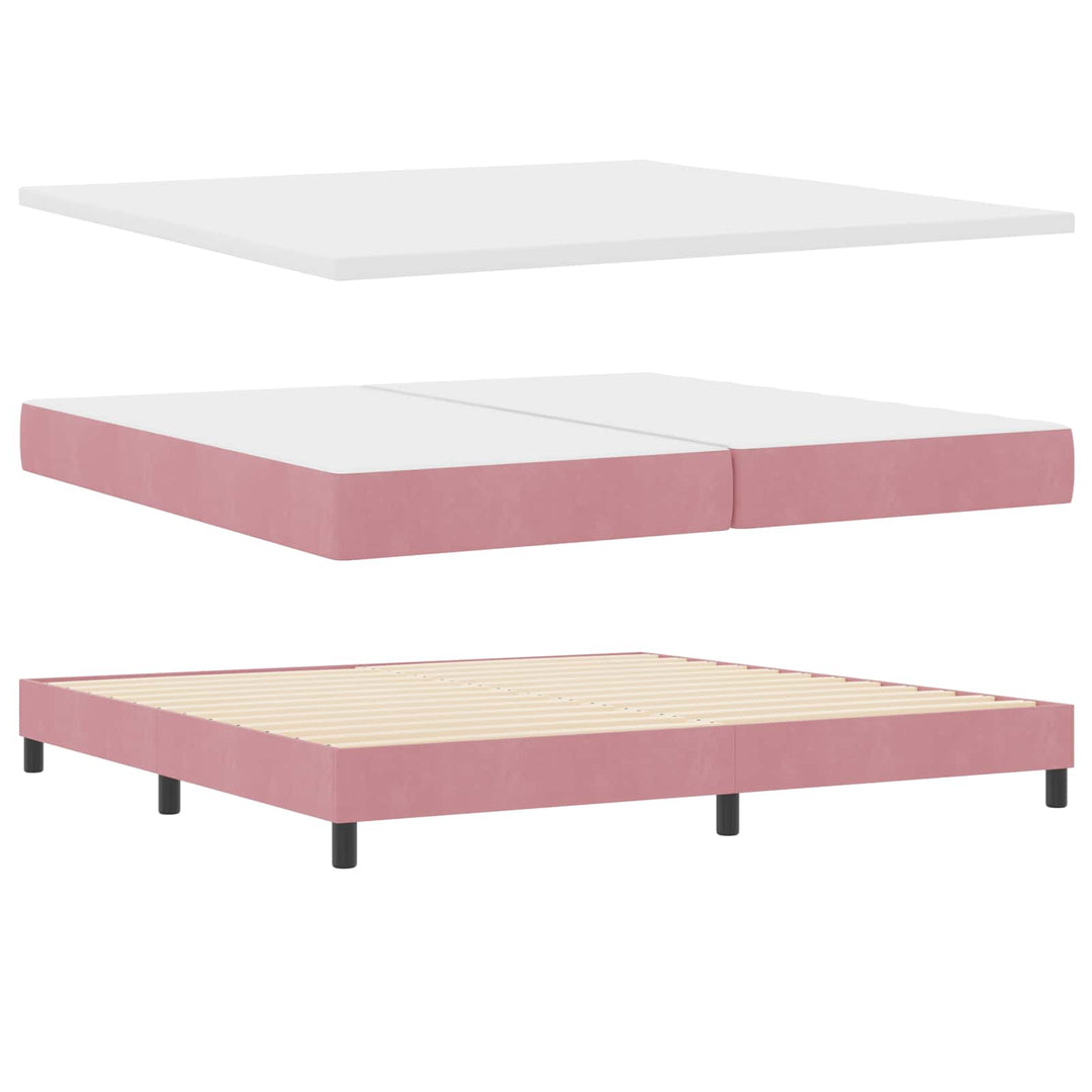 Bäddfjäder Med Madrass Med Huvudgavel Rosa 200 X 200 Cm Sammet