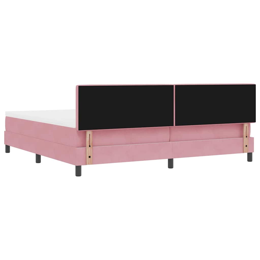 Bäddfjäder Med Madrass Med Huvudgavel Rosa 200 X 200 Cm Sammet