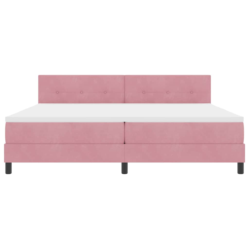 Bäddfjäder Med Madrass Med Huvudgavel Rosa 200 X 200 Cm Sammet