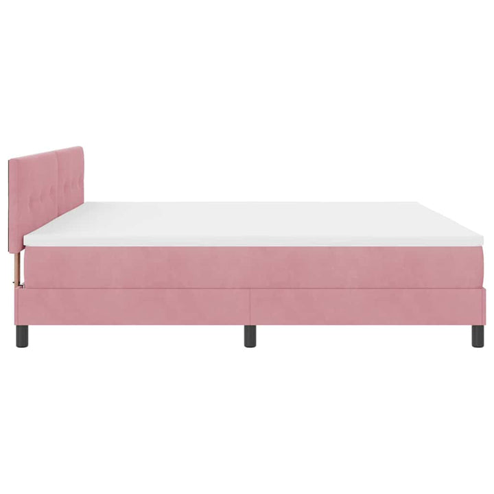 Bäddfjäder Med Madrass Med Huvudgavel Rosa 200 X 200 Cm Sammet