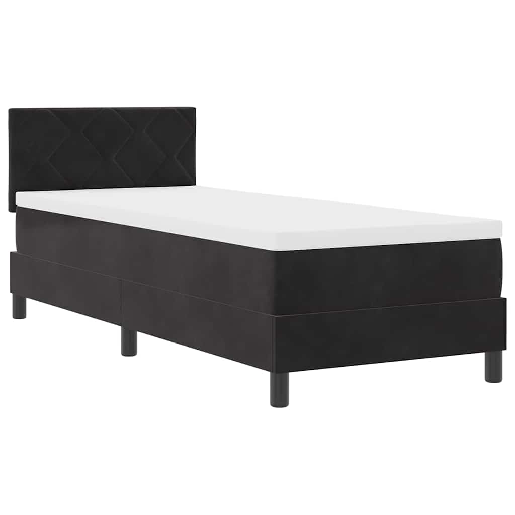 Bäddfjäder Med Madrass Med Huvudgavel Svart 80 X 200 Cm Sammet