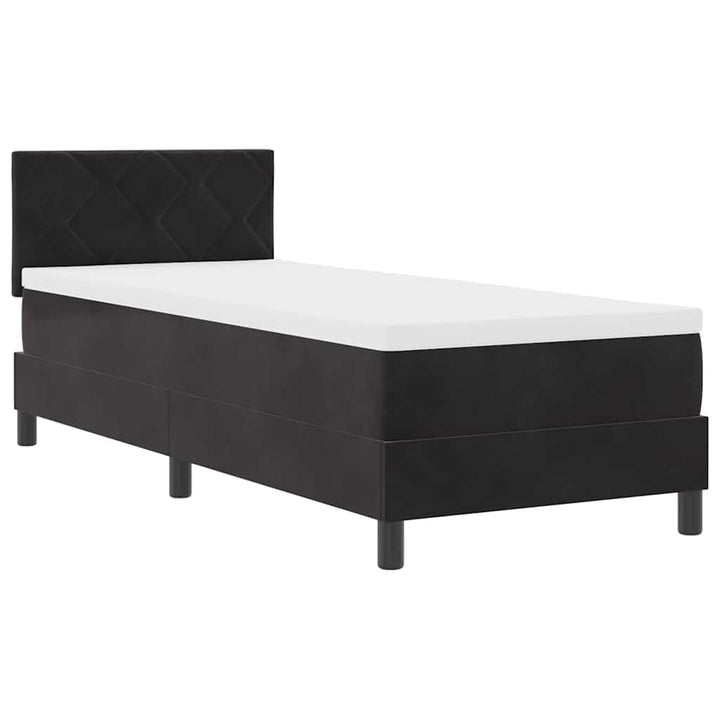 Bäddfjäder Med Madrass Med Huvudgavel Svart 80 X 200 Cm Sammet