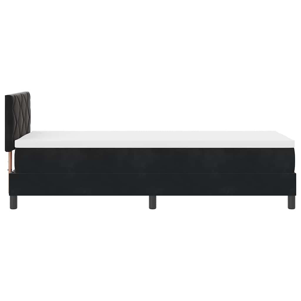 Bäddfjäder Med Madrass Med Huvudgavel Svart 80 X 200 Cm Sammet