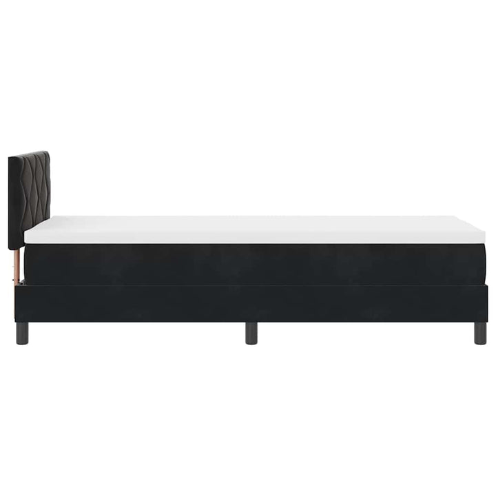 Bäddfjäder Med Madrass Med Huvudgavel Svart 80 X 200 Cm Sammet
