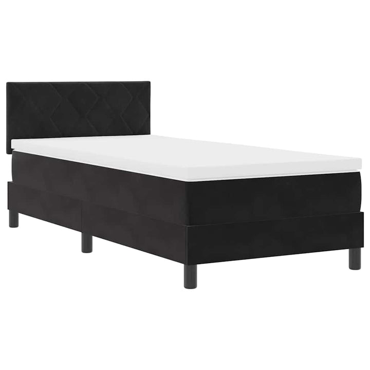 Bäddfjäder Med Madrass Med Huvudgavel Svart 90 X 200 Cm Sammet