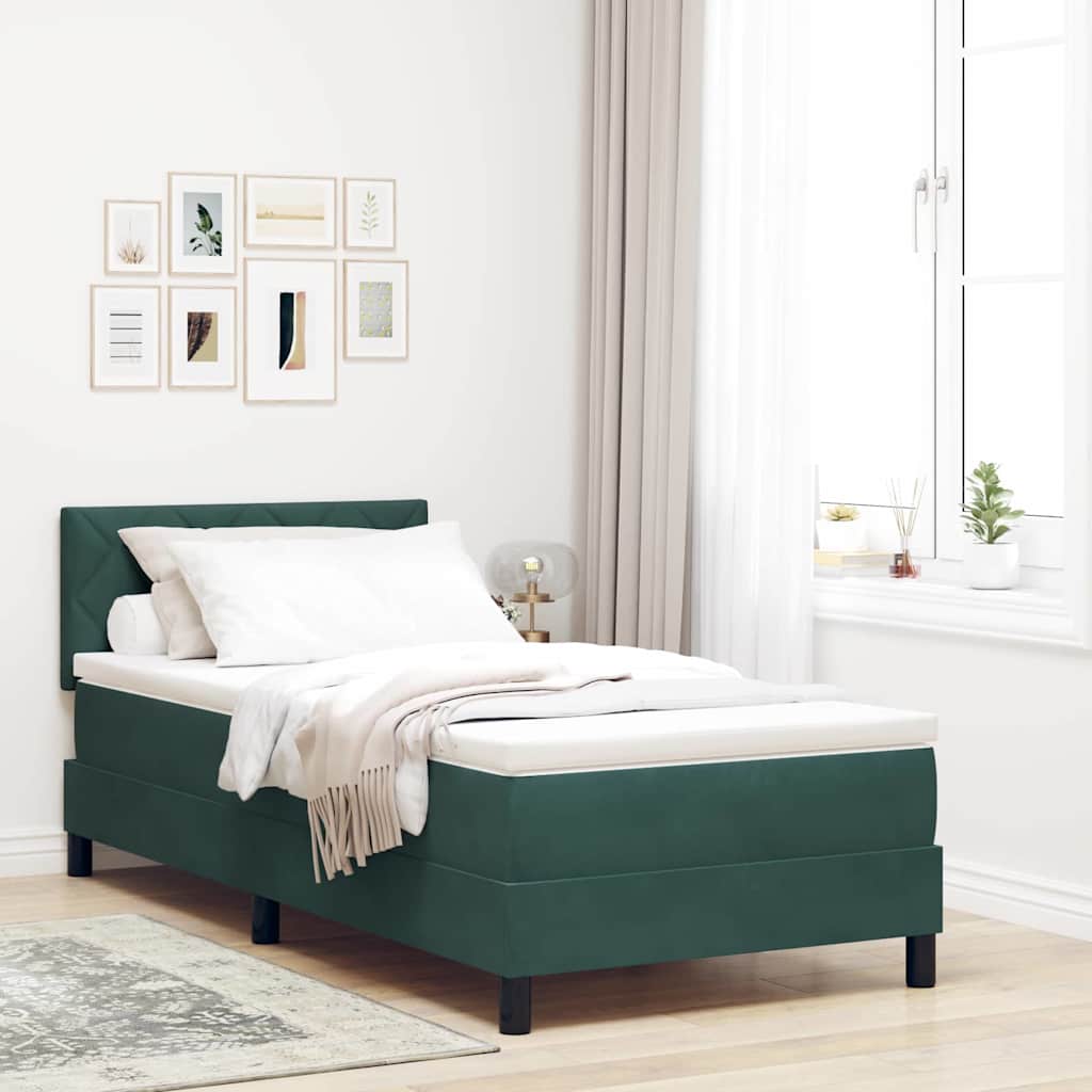 Bäddfjäder Med Madrass Mörkgrön 90 X 200 Cm Sammet
