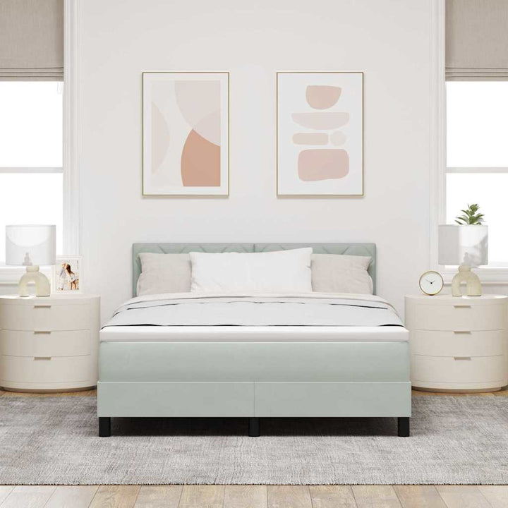 Bäddfjäder Med Madrass Ljusgrå 140 X 200 Cm Sammet