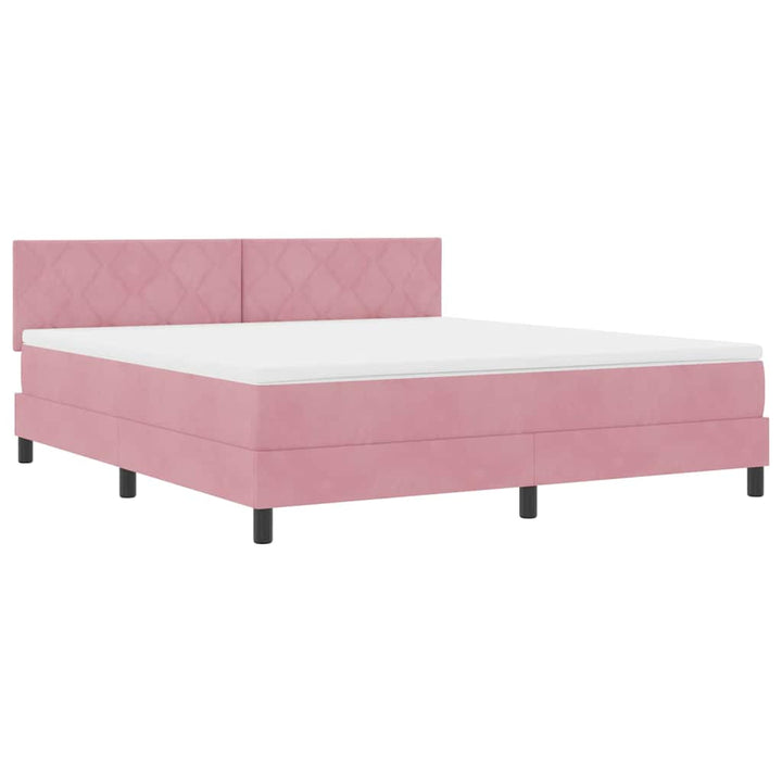 Bäddfjäder Med Madrass Med Huvudgavel Rosa 180 X 200 Cm Sammet