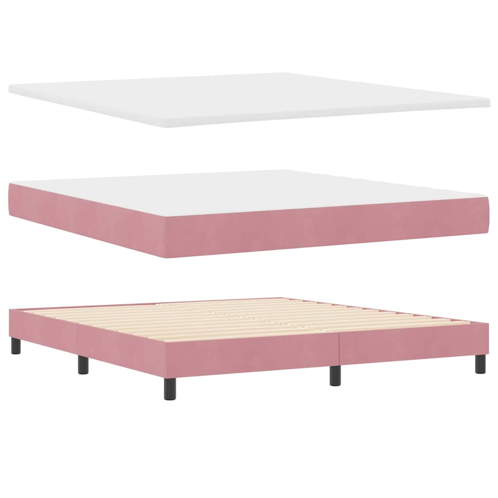 Bäddfjäder Med Madrass Med Huvudgavel Rosa 180 X 200 Cm Sammet