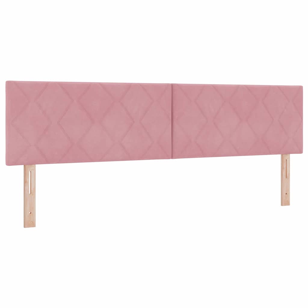 Bäddfjäder Med Madrass Med Huvudgavel Rosa 180 X 200 Cm Sammet