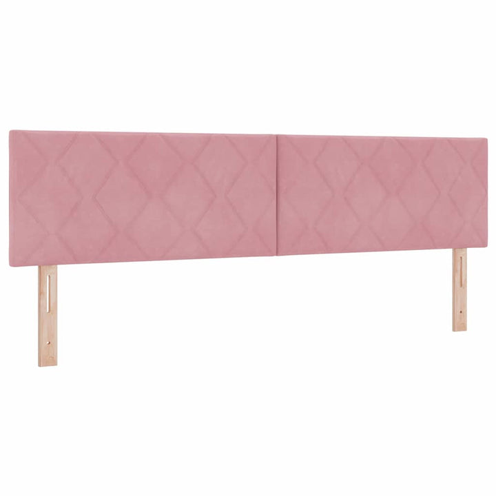 Bäddfjäder Med Madrass Med Huvudgavel Rosa 180 X 200 Cm Sammet