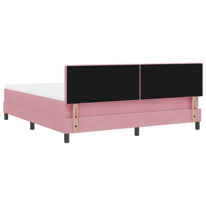 Bäddfjäder Med Madrass Med Huvudgavel Rosa 180 X 200 Cm Sammet