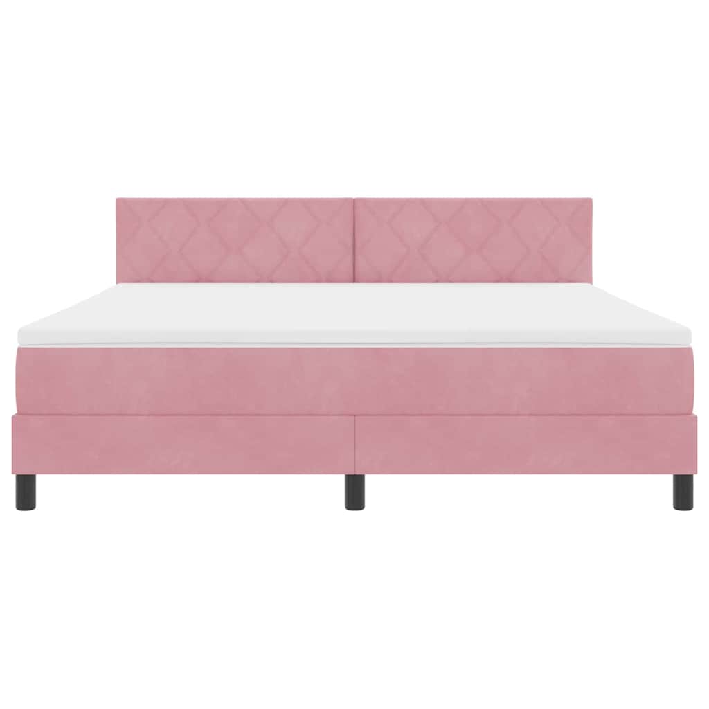 Bäddfjäder Med Madrass Med Huvudgavel Rosa 180 X 200 Cm Sammet