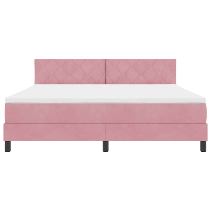 Bäddfjäder Med Madrass Med Huvudgavel Rosa 180 X 200 Cm Sammet