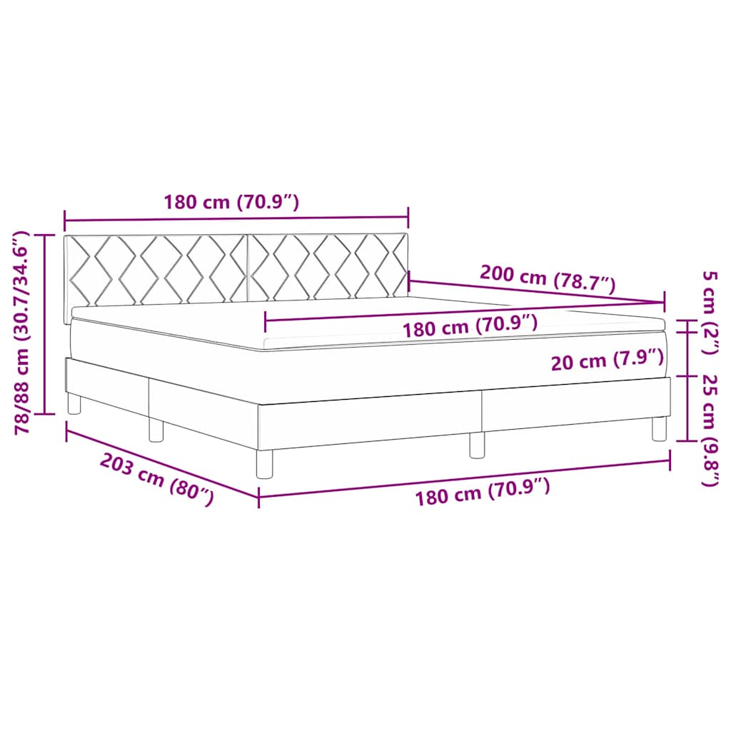 Bäddfjäder Med Madrass Med Huvudgavel Rosa 180 X 200 Cm Sammet