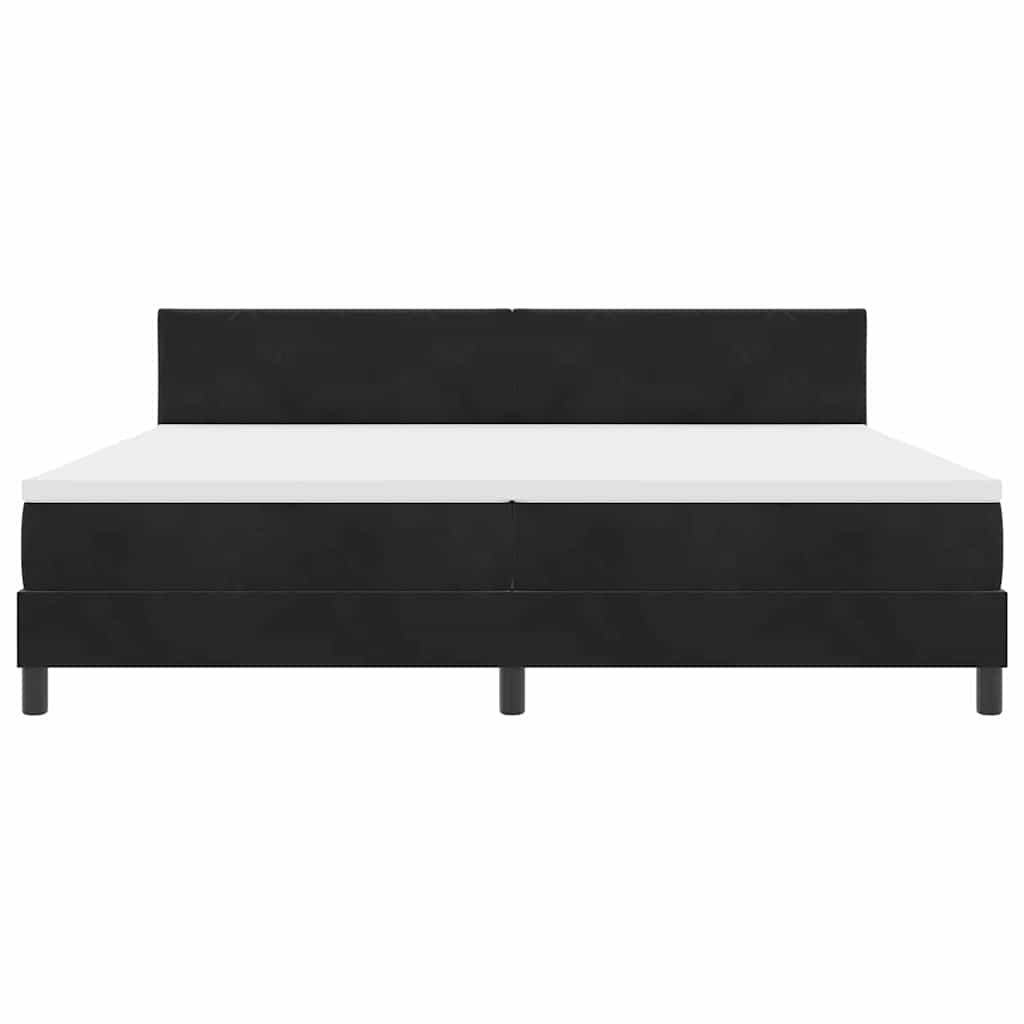 Bäddfjäder Med Huvudgavel Svart 200 X 200 Cm Sammet