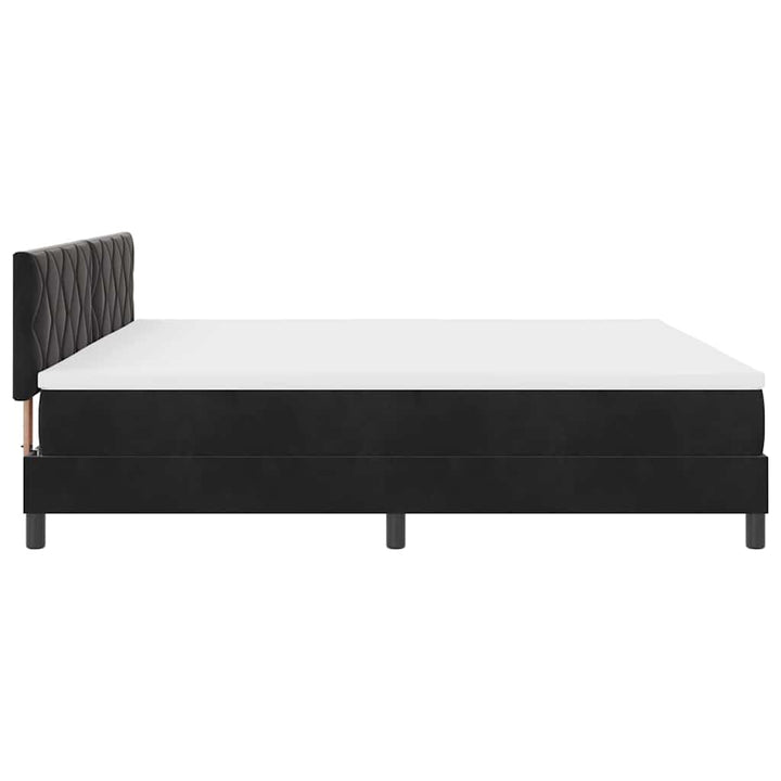 Bäddfjäder Med Huvudgavel Svart 200 X 200 Cm Sammet