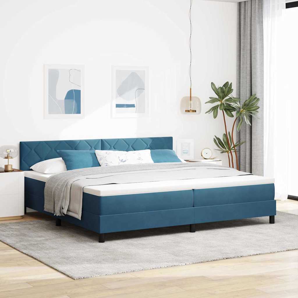 Bäddfjäder Med Madrass Mörkblå 200 X 200 Cm Sammet