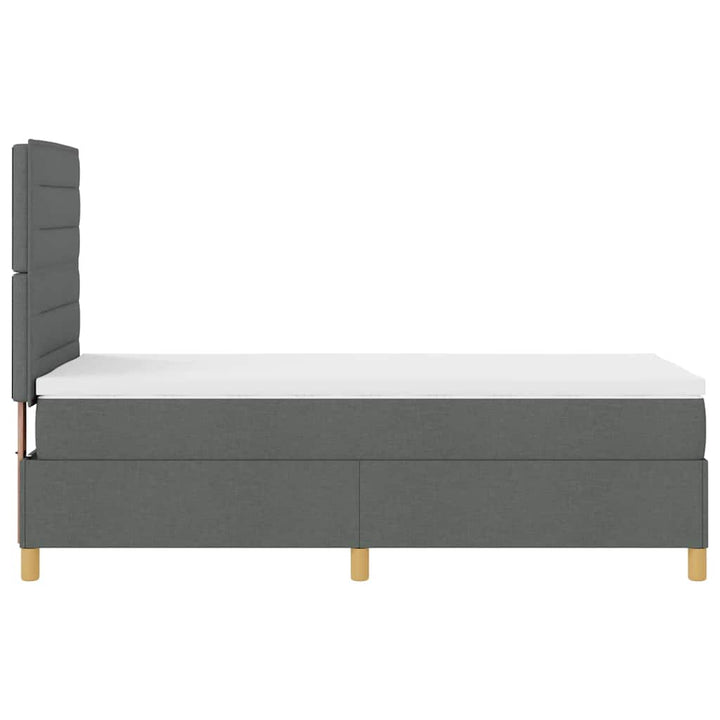 Bäddfjäder Med Madrass Med Huvudgavel Mörkgrå 100 X 200 Cm Tyg