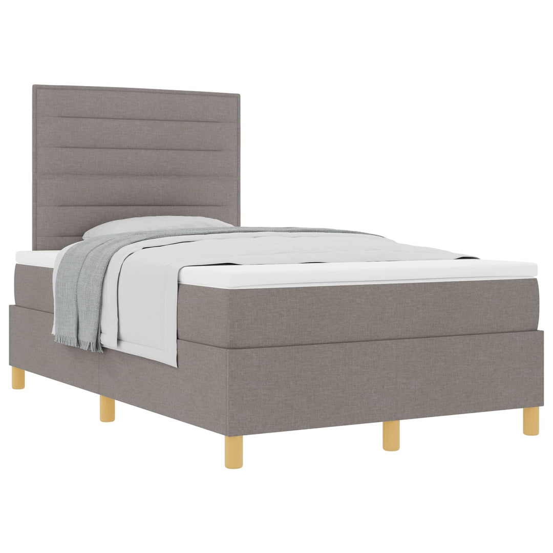 Bäddfjäder Med Madrass Med Huvudgavel Taupe 120 X 190 Cm Tyg
